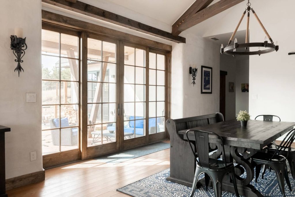 Dining room with sliding doors