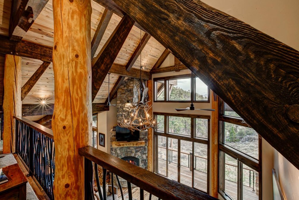 Exposed timber beams